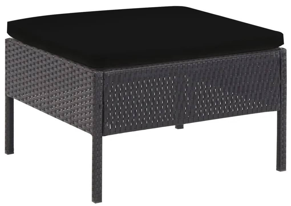 Set Divani da Giardino 6 pz con Cuscini in Polyrattan Nero