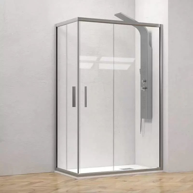 Kamalu - Box doccia 70x90 telaio argento opaco doppio scorrevole | KE-1000A