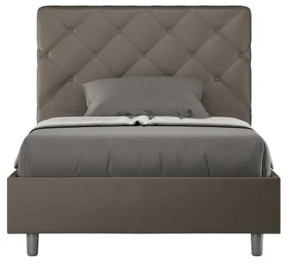 Letto matrimoniale francese contenitore imbottito 140x200 similpelle cappuccino Priya