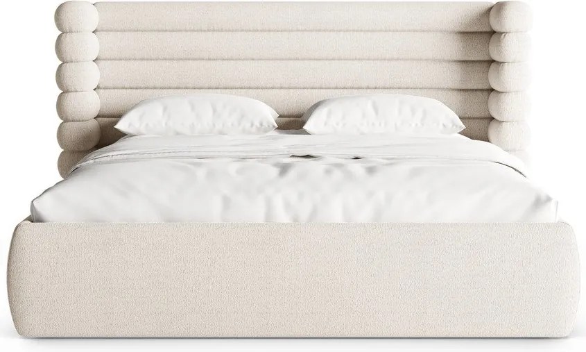 Letto matrimoniale imbottito beige con contenitore con rete inclusa 200x200 cm Mount – Micadoni