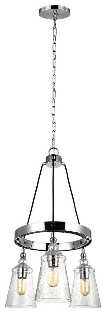 Lampadario Industrial Nordico Loras Acciaio Vetro 3 Luci E27