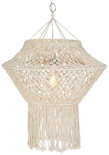 Lampada a sospensione rustica in macramè 90 cm - String
