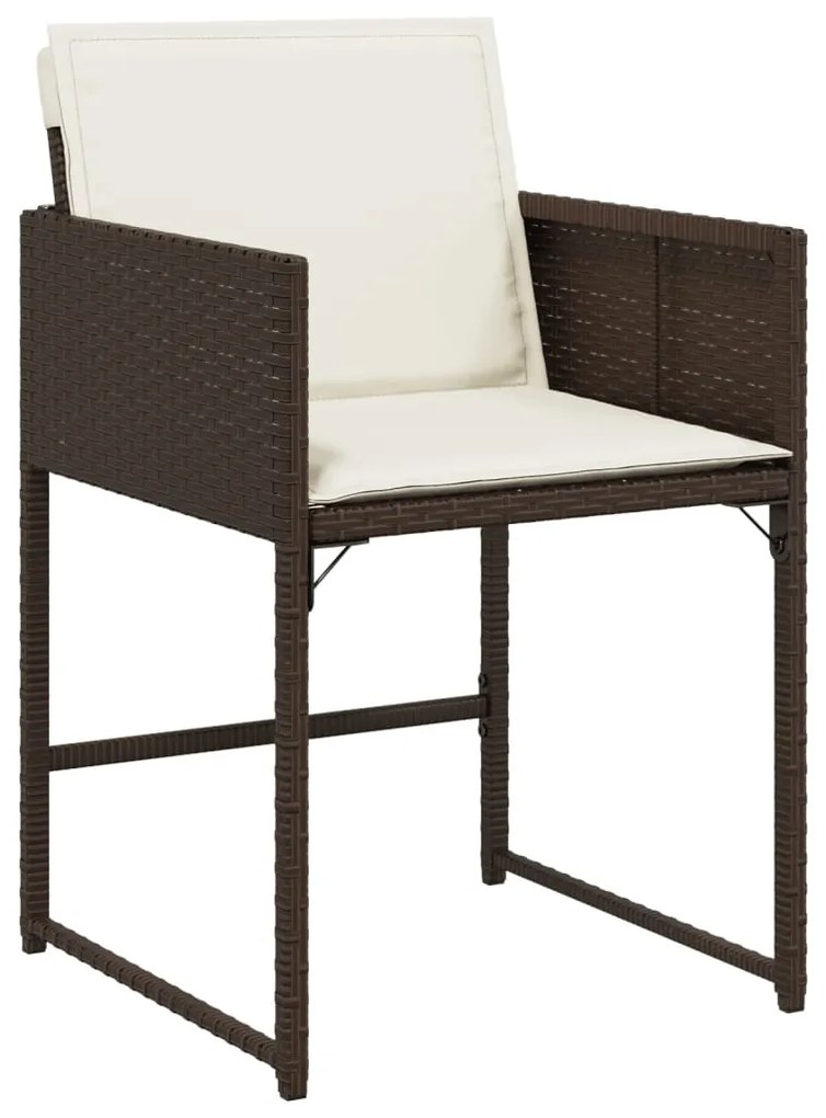 Set da pranzo da giardino 7pz con cuscini in polyrattan marrone