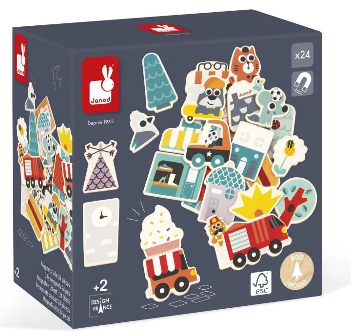 Magneti in legno - Città - 24 pz