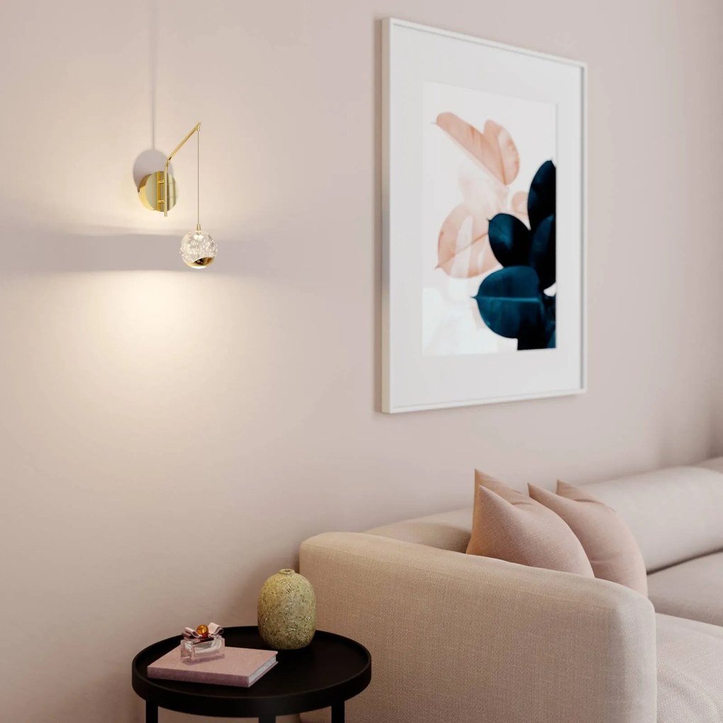 Lucande Applique a LED Hayley, color oro, vetro, altezza 34 cm