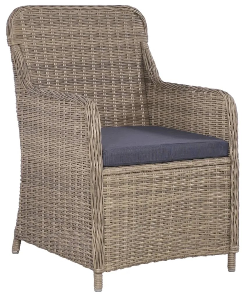 Set da Bistro 3 pz con Cuscini in Polyrattan Marrone