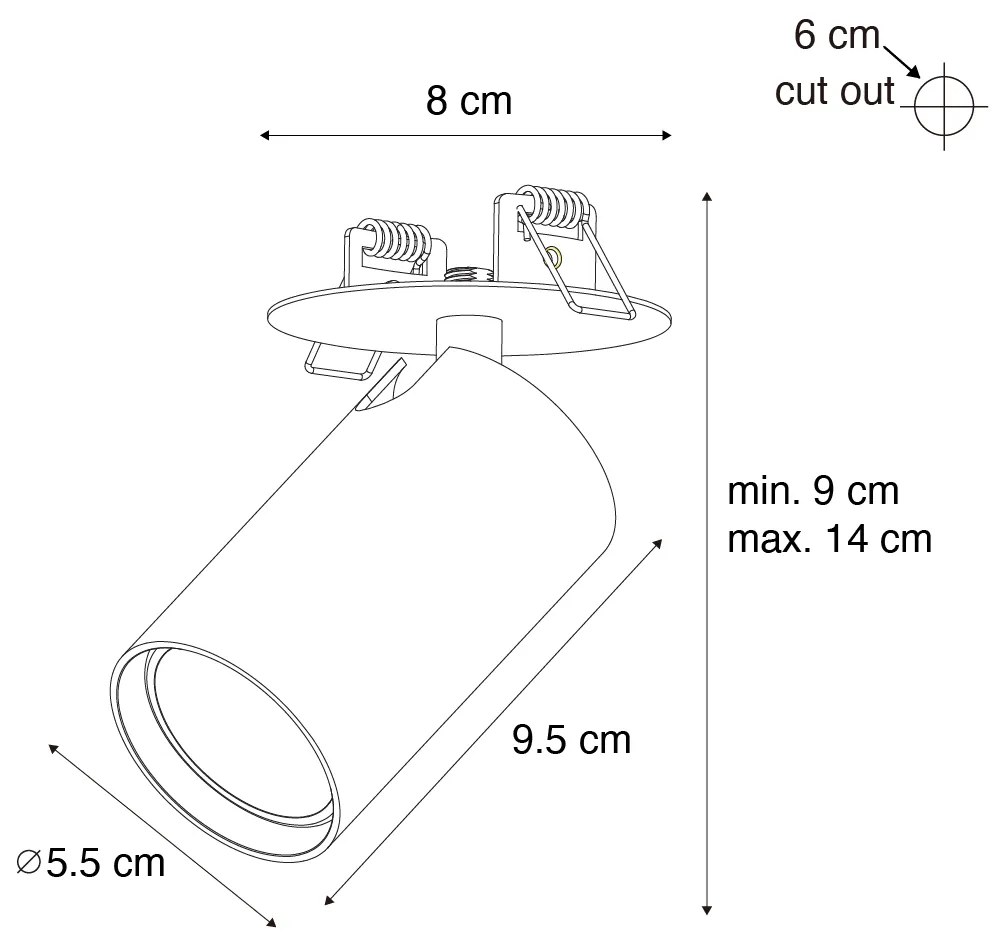 Set di 6 faretti da incasso moderni bronzo scuro GU10 50mm - Chels