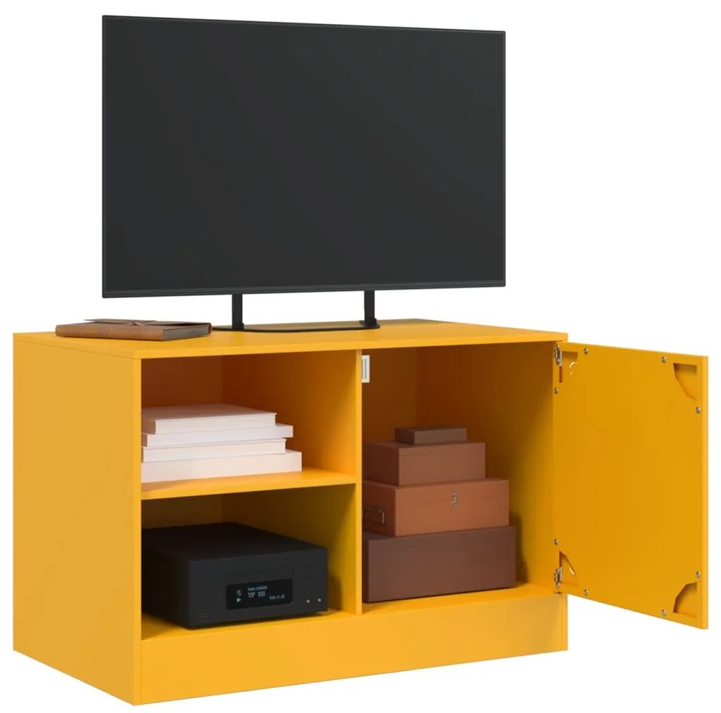 Mobili tv 2 pz giallo senape 67x39x44 cm in acciaio