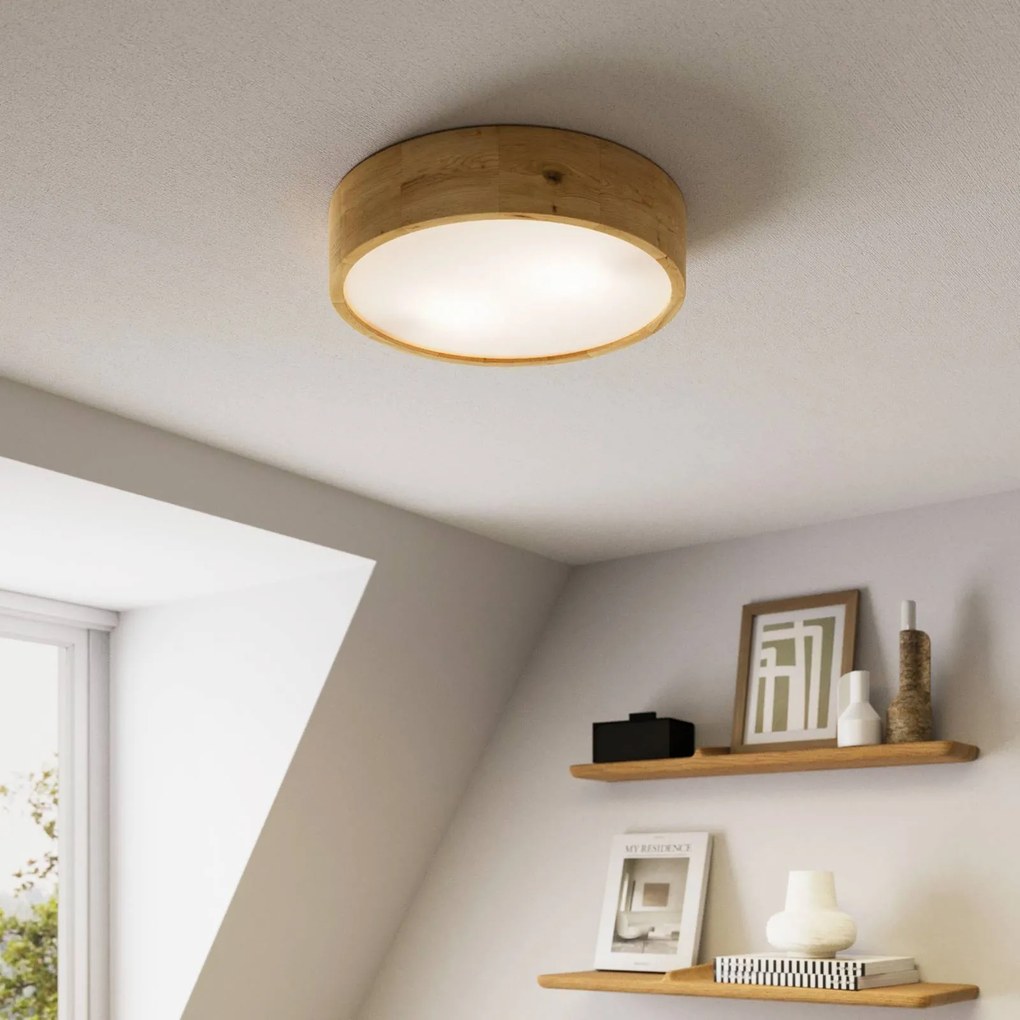 Envostar plafoniera Kerio, Ø 37 cm, legno di quercia naturale