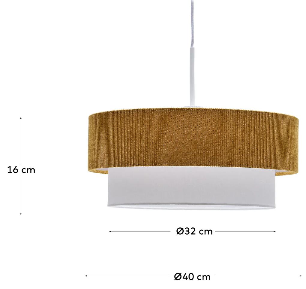 Kave Home - Lampada da soffitto Bianella in cotone e velluto senape Ã˜ 40 cm