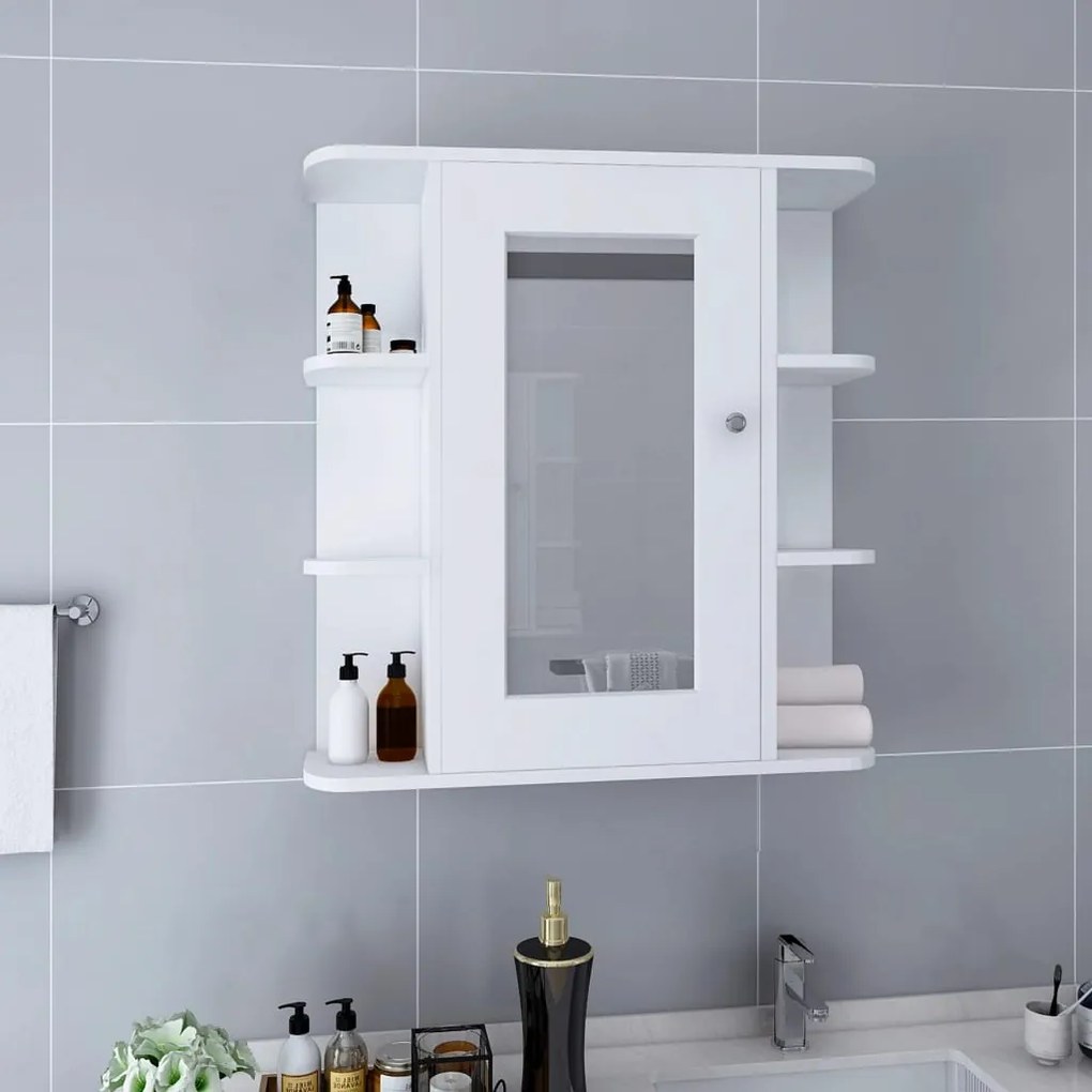 Armadietto A Specchio Bianco 66x17x63 Cm İn Mdf /