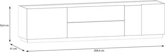 Mobile TV Da Terra 200 Cm 2 Ante 2 Cassetti Rovere Valencia E Secret Grey Lewis