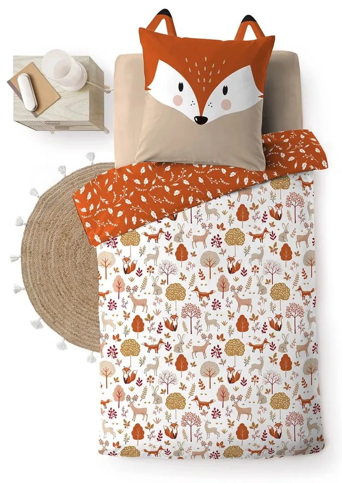 Set copripiumino e federa da bambini bianco/color terracotta in cotone per letto singolo 140x200 cm Roxy – douceur d'intérieur
