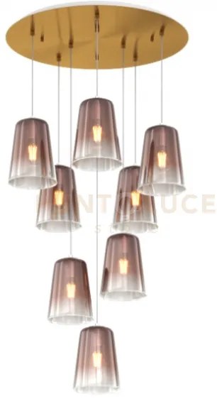 Sospensione ottone sat. tonda 8 luci rame 1164os-s8 t-ra