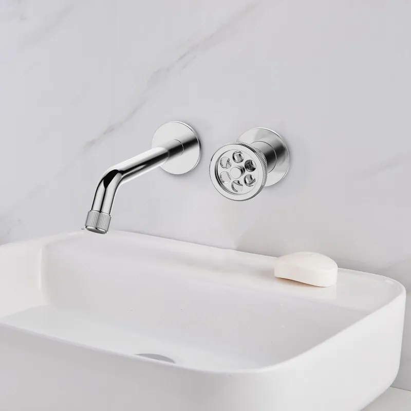 Kamalu - Miscelatore lavabo monocomando da muro finitura lucida | INNER-CROMO