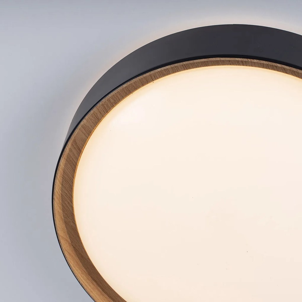 Lampada da soffitto rustica nera con LED dimmerabile a 3 livelli - Jure