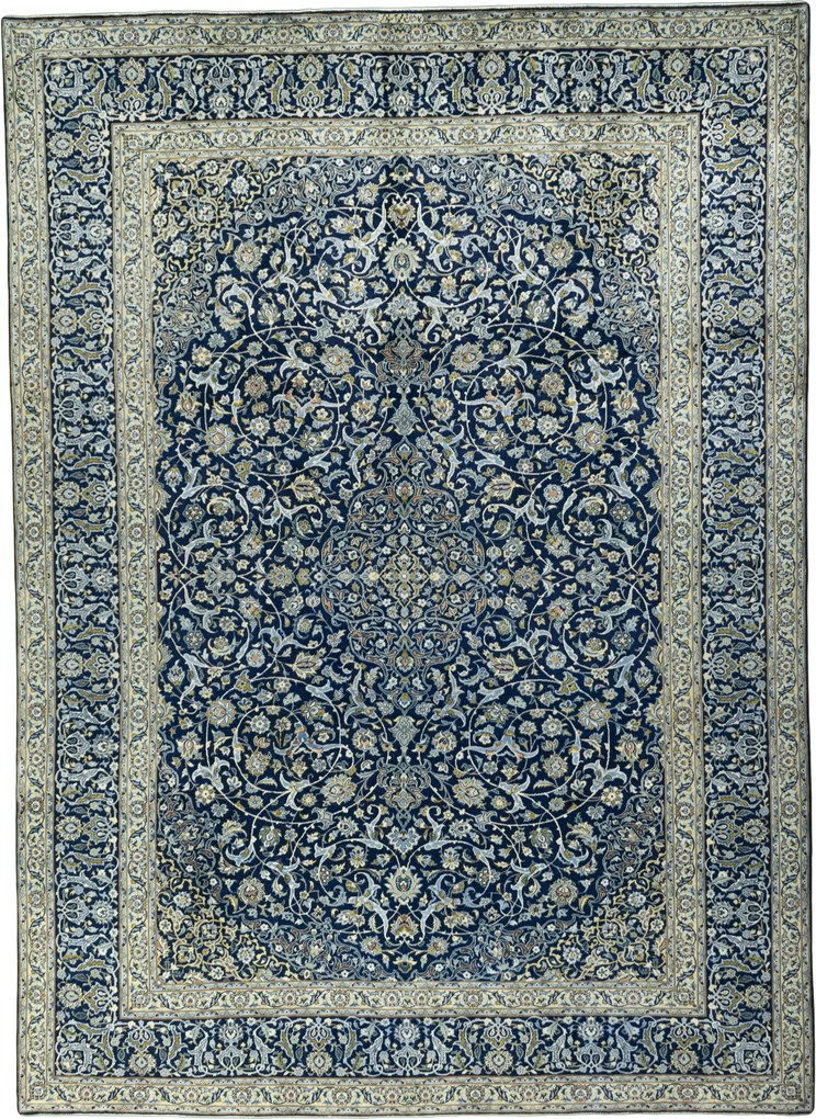Kashan Tappeto persiano 410 x 290 Blu (Iran) Annodato A Mano