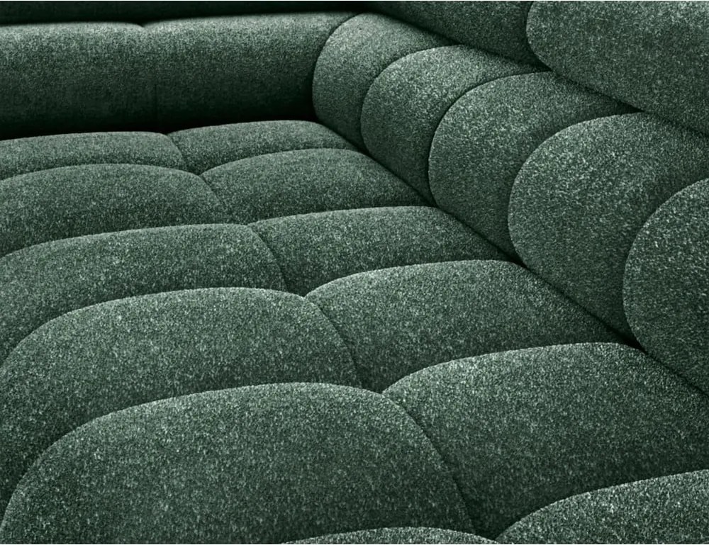 Divano angolare verde allungabile/con contenitore (con penisola a sinistra/a L) con rivestimento in bouclé Ferucce – ELTAP