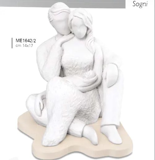 Statua Famiglia  ME 1642/2  colore Bianco base nocciola Bongelli Preziosi