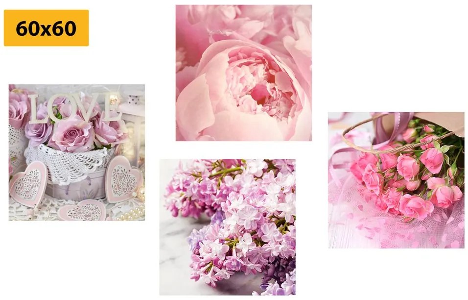 Set di quadri – Natura morta delicata di fiori