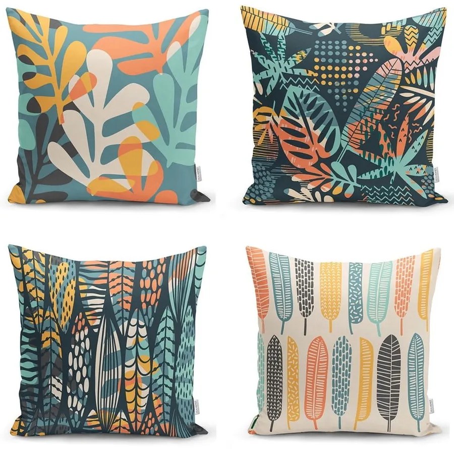 Set di 4 federe Foglie colorate, 43 x 43 cm - Minimalist Cushion Covers