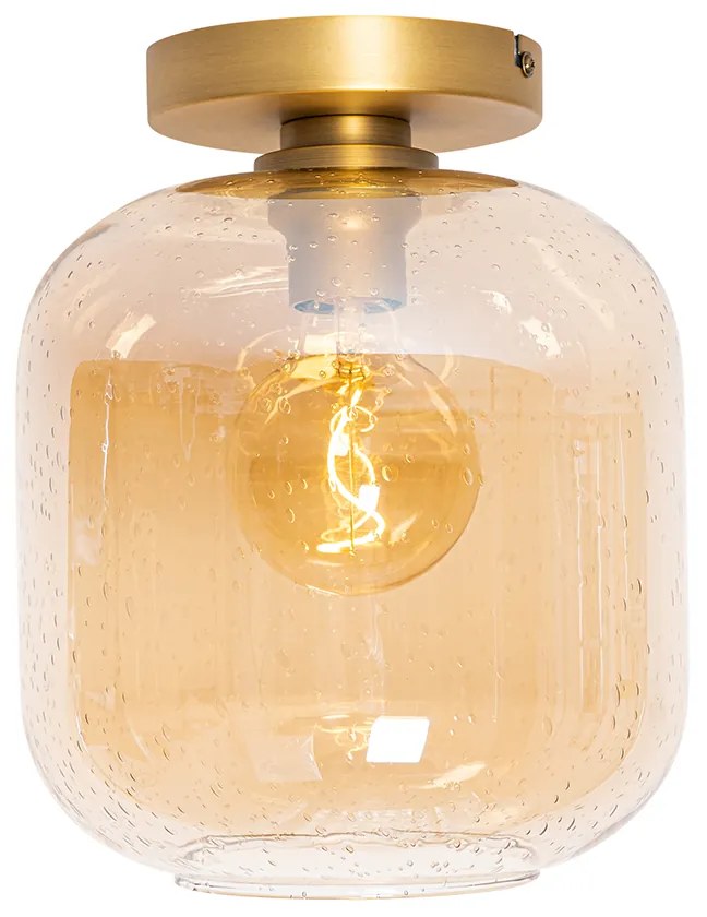 Plafoniera smart in ottone e vetro ambrato con WiFi G95 - Zuzanna