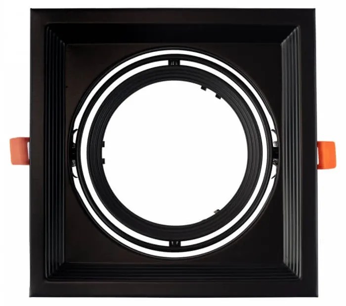 Faro da Incasso Orientabile Nero - 1 lampada AR111, Foro 165x165mm Compatibili AR111 GU10