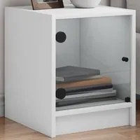 Comodino con Anta in Vetro Bianco 35x37x42 cm 836343