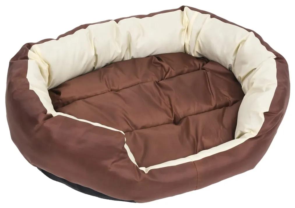 Cuscino per Cani Reversibile Lavabile Marrone Crema 85x70x20 cm