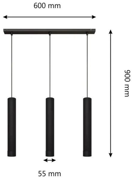 LED Lampadario a sospensione con filo TUBA 3xGU10/4,8W/230V nero