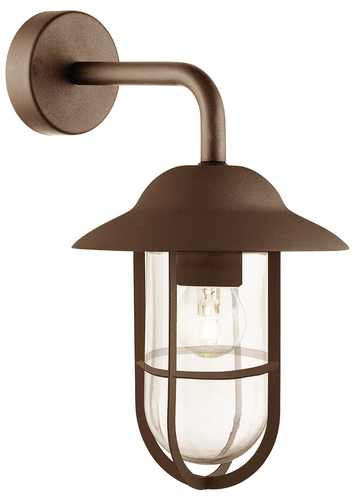 Applique Classica Toronto Acciaio Marrone Vetro 1 Luce E27