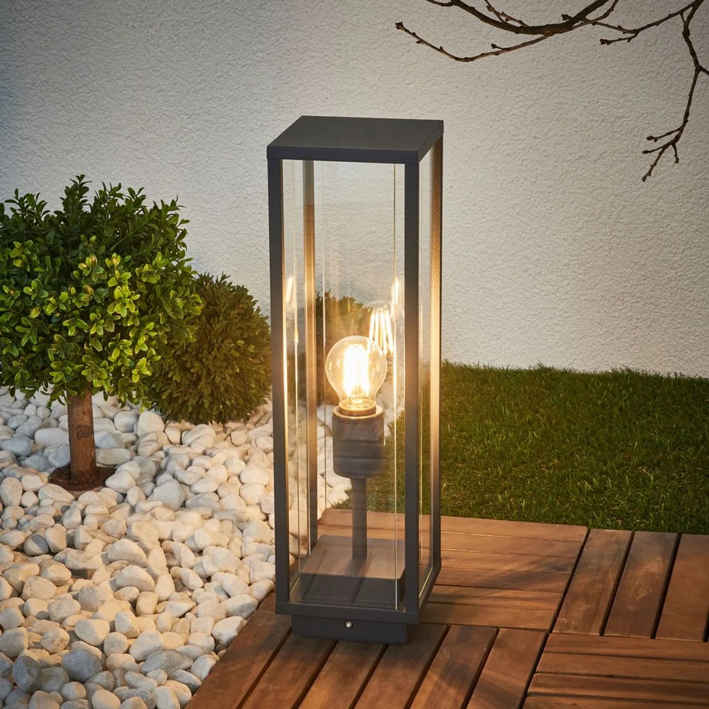 Lucande Lampioncino Annalea in vetro, grigio grafite