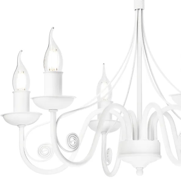 Lampadario a sospensione con catena DONATO 6xE14/40W/230V bianco