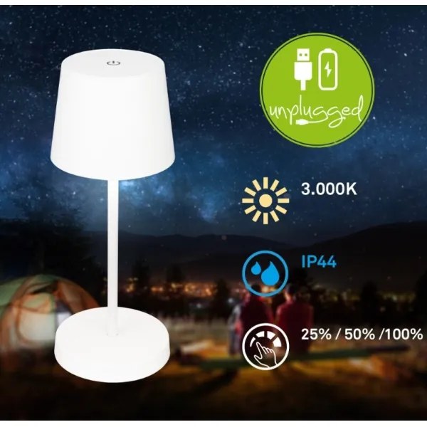Briloner 7423016 - Lampada da tavolo LED dimmerabile ricaricabile 2,6W 5V IP44 b