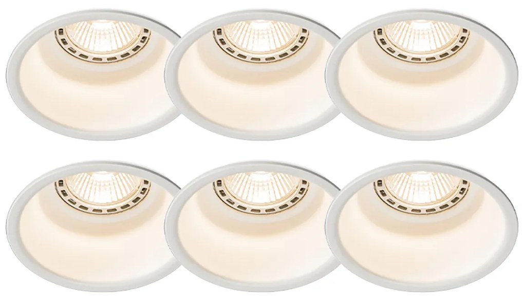 Set di 6 faretti da incasso moderni bianchi - Dept