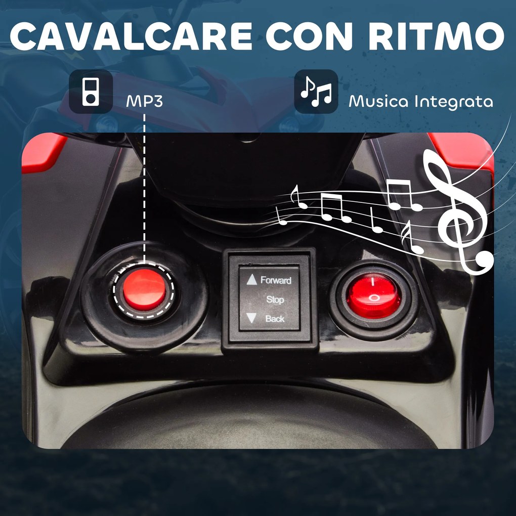Quad Elettrico per Bambini ATV 6V Ricaricabile con Fari e Musica Rosso...