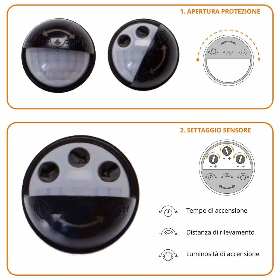 Applique Bianca E27 con Sensore di Movimento IP54 - Serie VIMO Base E27