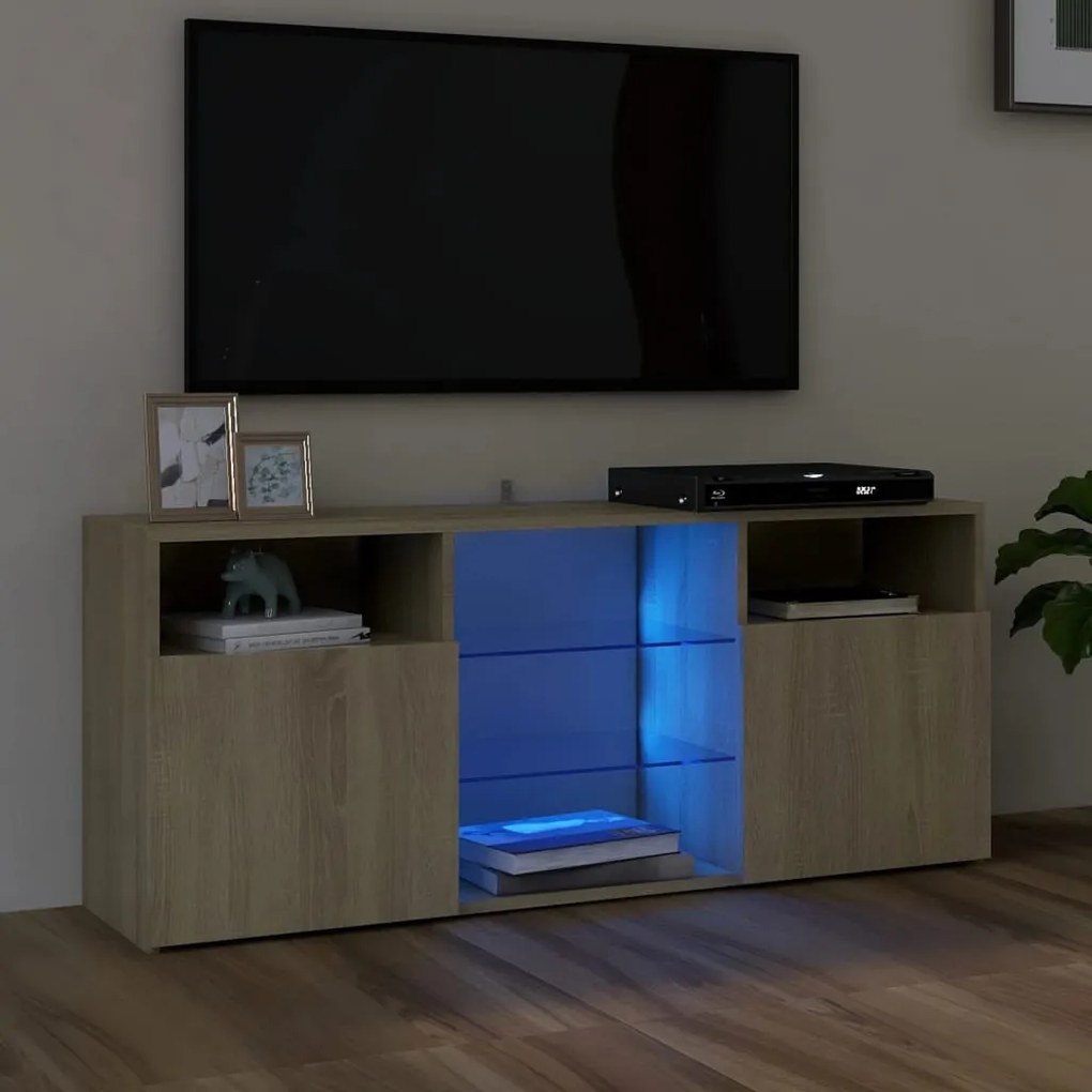 Mobile porta tv con luci led rovere sonoma 120x30x50 cm