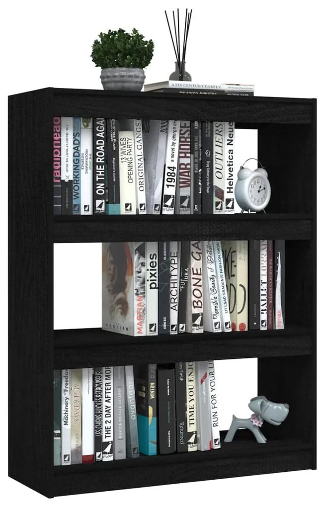 Libreria/divisorio nero 100x30x103 cm in legno massello di pino