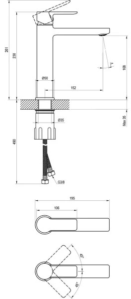 Ravak X070483 - Miscelatore per lavabo SOLAR 23 cm cromo lucido