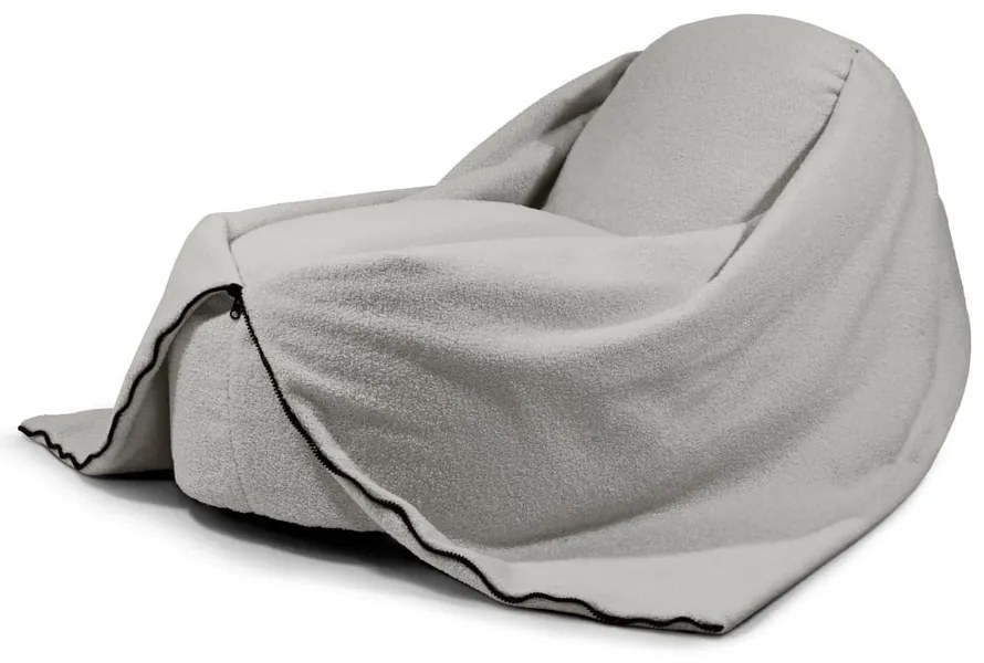 Pouf a sacco per bambini grigio chiaro con rivestimento in bouclé Cocoon 100 – SLOWDOWN