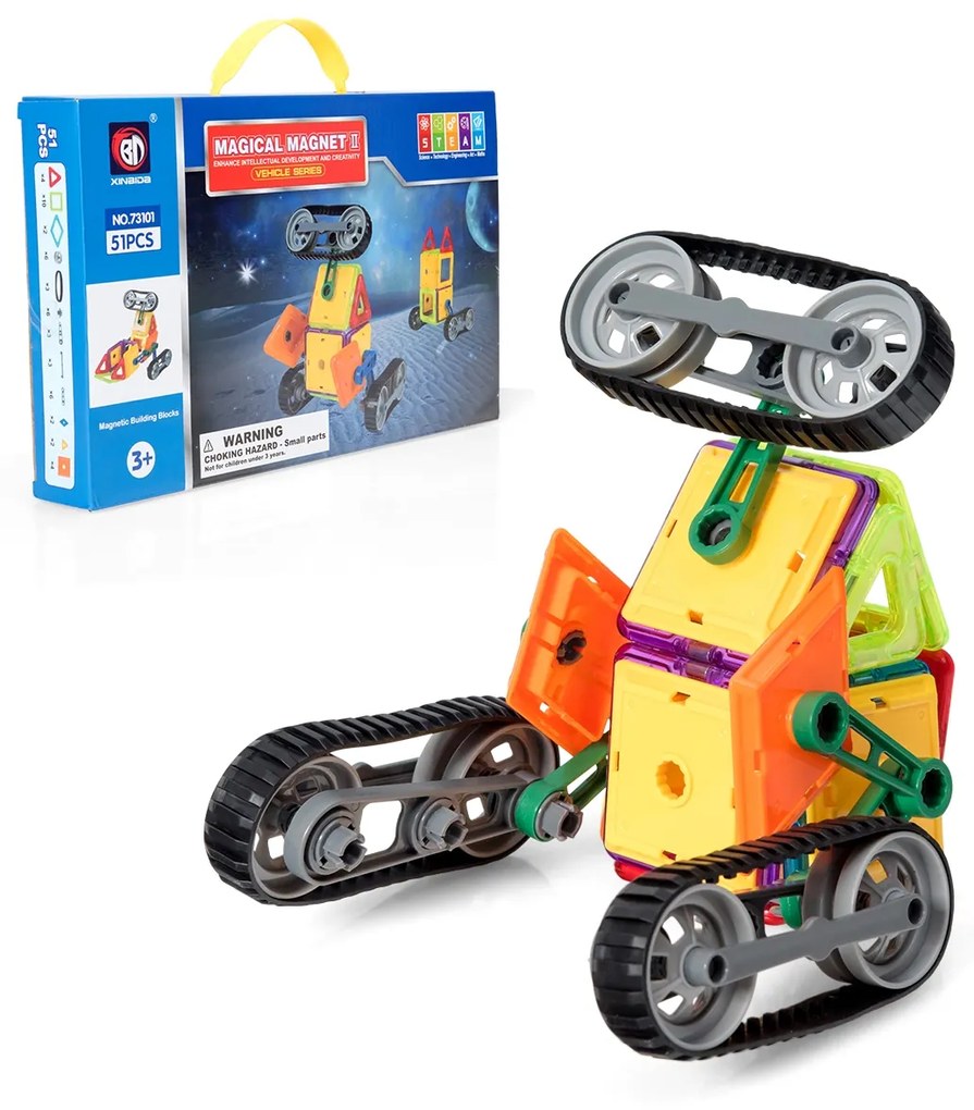 Costway 51 blocchi magnetici veicoli in 3D, Costruzioni educative colorate per bambini + 3 anni