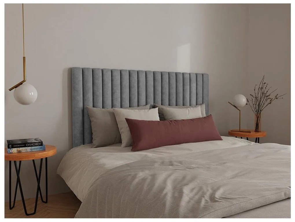 Testiera cuciture verticali 160 cm Tessuto Grigio - SARAH