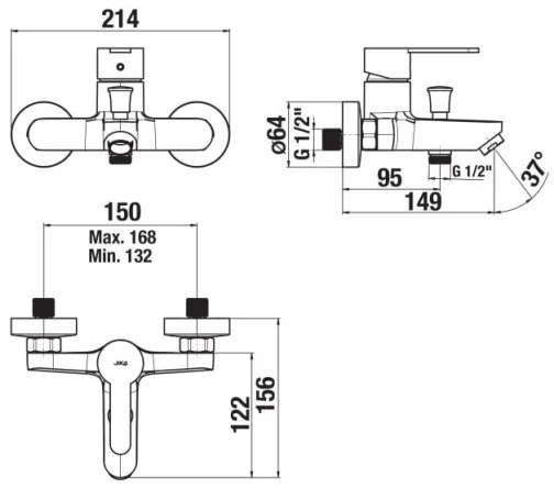 JIKA H3211Z70044001 - Miscelatore vasca LYRA cromo lucido