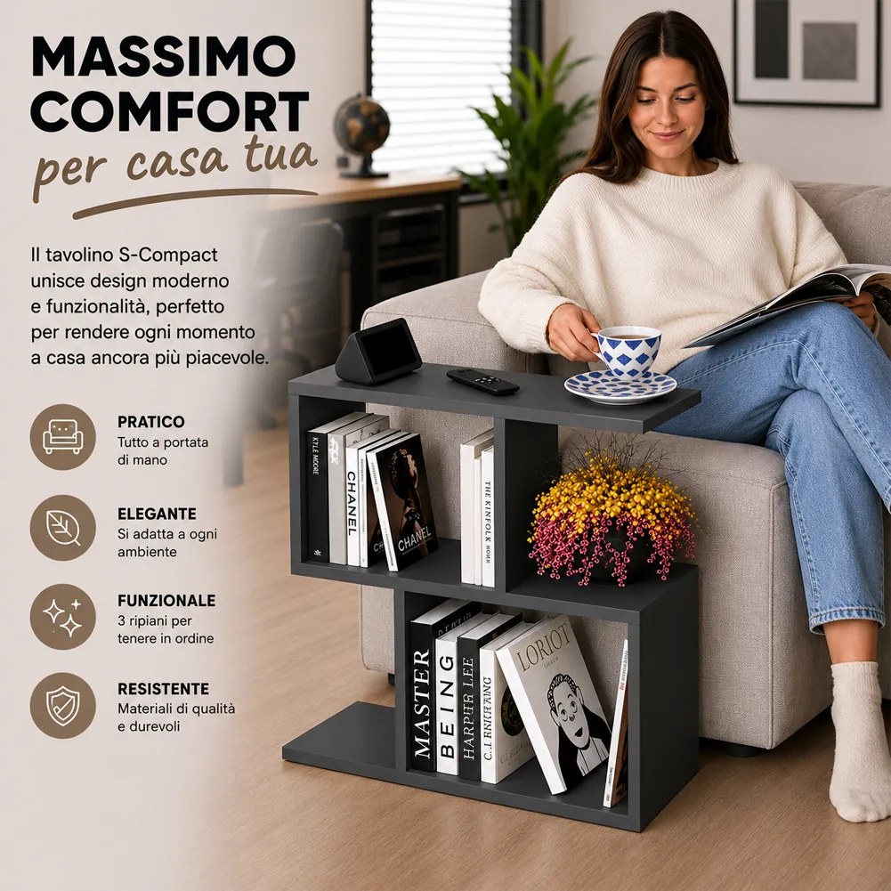 Tavolino da Caffè 60x60x19,5 cm Tavolo S Divano Design Moderno Antracite...