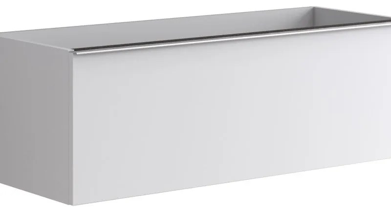 Mobile da bagno sotto lavabo Pixel plain bianco e maniglia alluminio brillante laccato L 120 x H 40 x P 45.5 cm 2 cassetti, lavabo non incluso