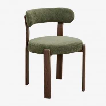 Set Di 4 Sedie Da Pranzo Imbottite E In Ferro Jolie Marrone Legno Scuro & Ciniglia Verde Salvia - Sklum