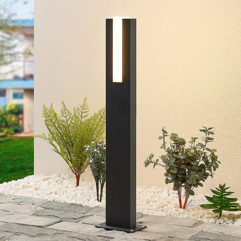 Lucande Lampione a LED Virgalia, 65 cm, IP65, grigio grafite