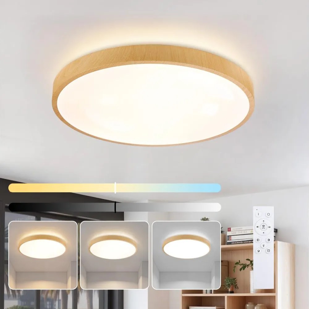 Brilagi-LED Lampada dimmerabile GLASS POOL DOUBLE LED/60W/230V 50 cm, finitura effetto legno + telecomando