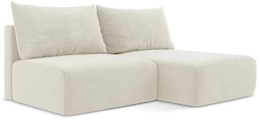 Divano angolare color crema allungabile/con contenitore (con penisola a destra) Kalena – Makamii